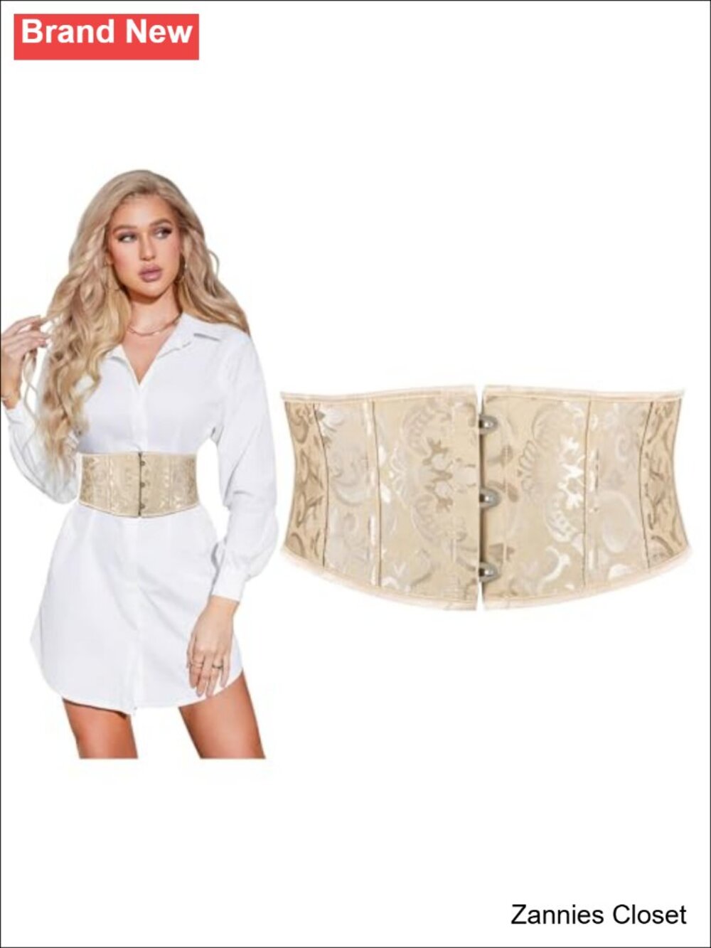 ✨ SUOSDEY Jacquard Corset Belt Women Underbust Boned Lace Up Bustier Waspie